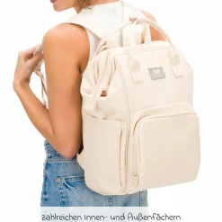 Wickelrucksack Barcelona im modernen Design mit variablem Stauraum - Sand Beige