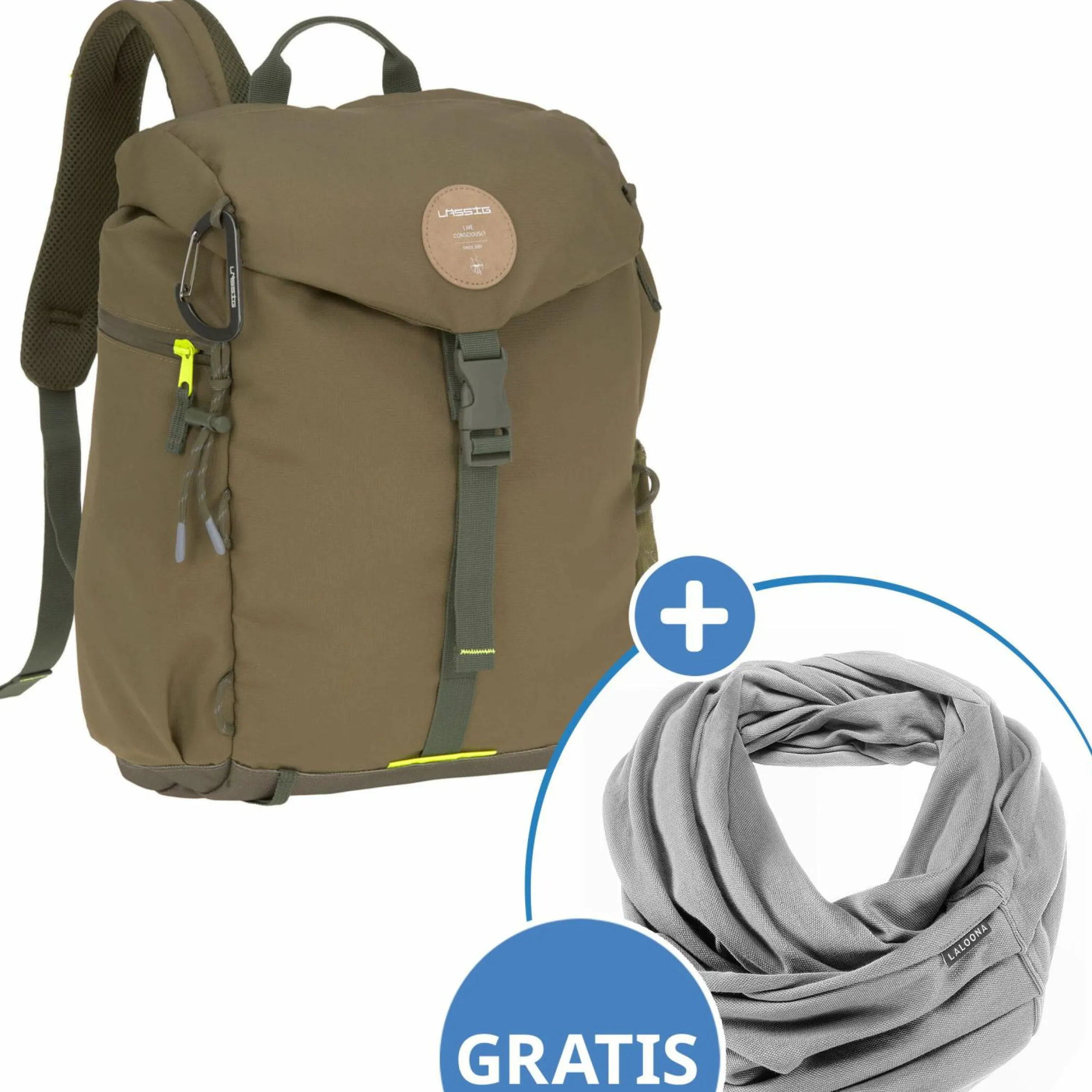 Wickelrucksack Green Label Outdoor Backpack + GRATIS Still-Schal - Olive