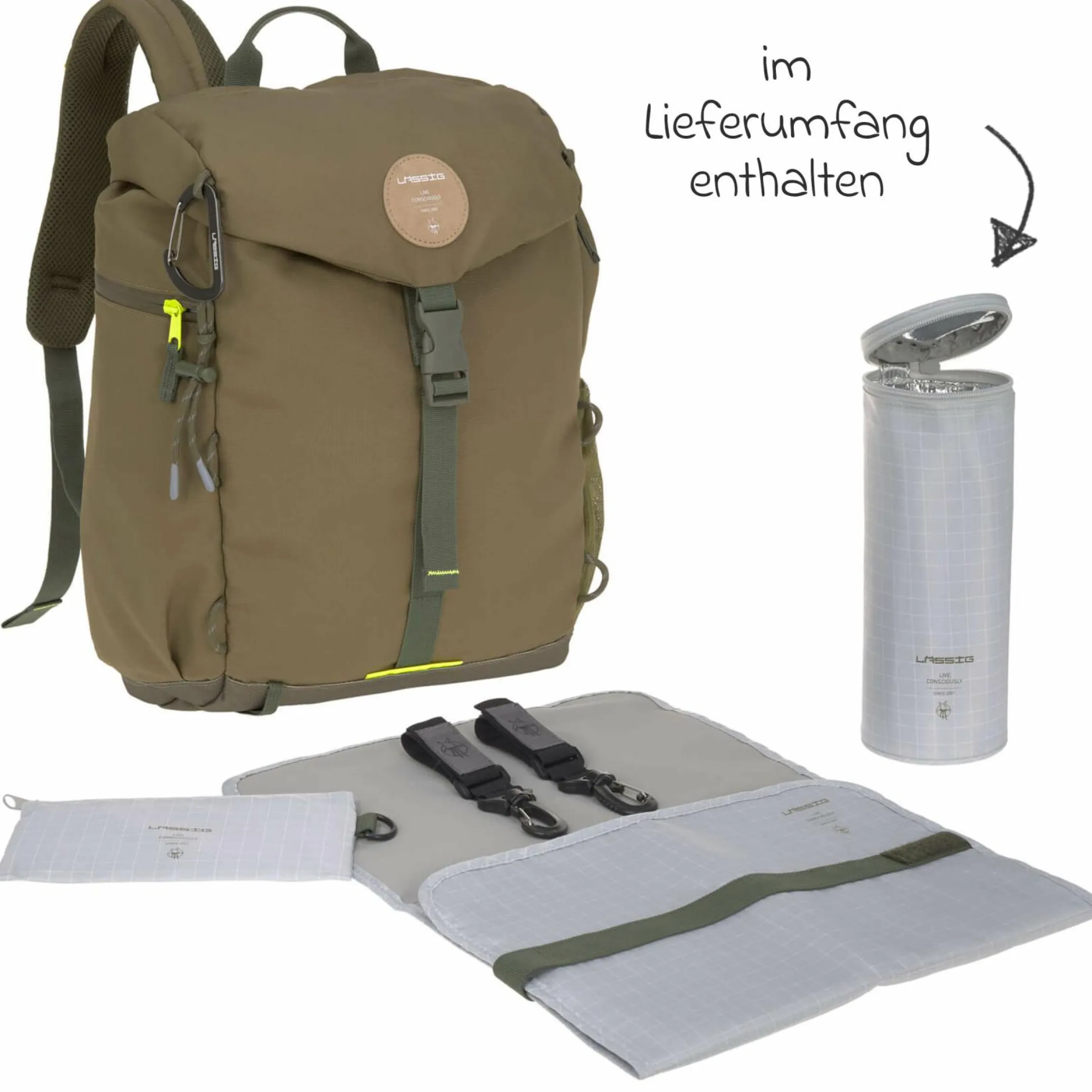Wickelrucksack Green Label Outdoor Backpack + GRATIS Still-Schal - Olive