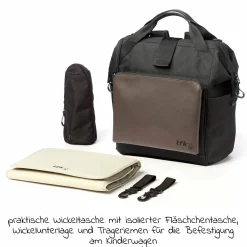 Wickelrucksack inkl. Befestigung, Wicklauflage, Flaschenhalter - Premium Leder Braun - Kollektion 2025