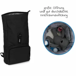 Wickelrucksack Tokio im Rolltopstil inkl. Wickelunterlage, variabler Stauraum, Thermofach & Befestigungshaken - Schwarz
