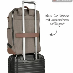 Wickelrucksack Tour mit großem Frontfach - inkl. Wickelunterlage & Zubehör - Pure Edition - Grain