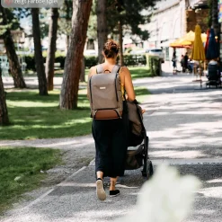Wickelrucksack Tour mit großem Frontfach - inkl. Wickelunterlage & Zubehör - Pure Edition - Grain