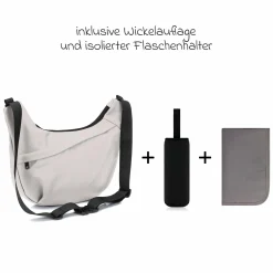 Wickeltasche Daybag die moderne Tragetasche, mit Wickelauflage, isolierter Flaschenhalter inkl. Kinderwagenbefestigung - Alabaster Natur