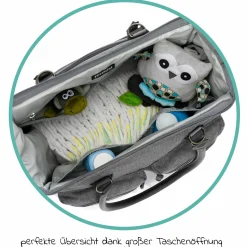 Wickeltasche Oxford mit Wickelunterlage, Innen- & Außenfächer - Grau Melange Exklusiv