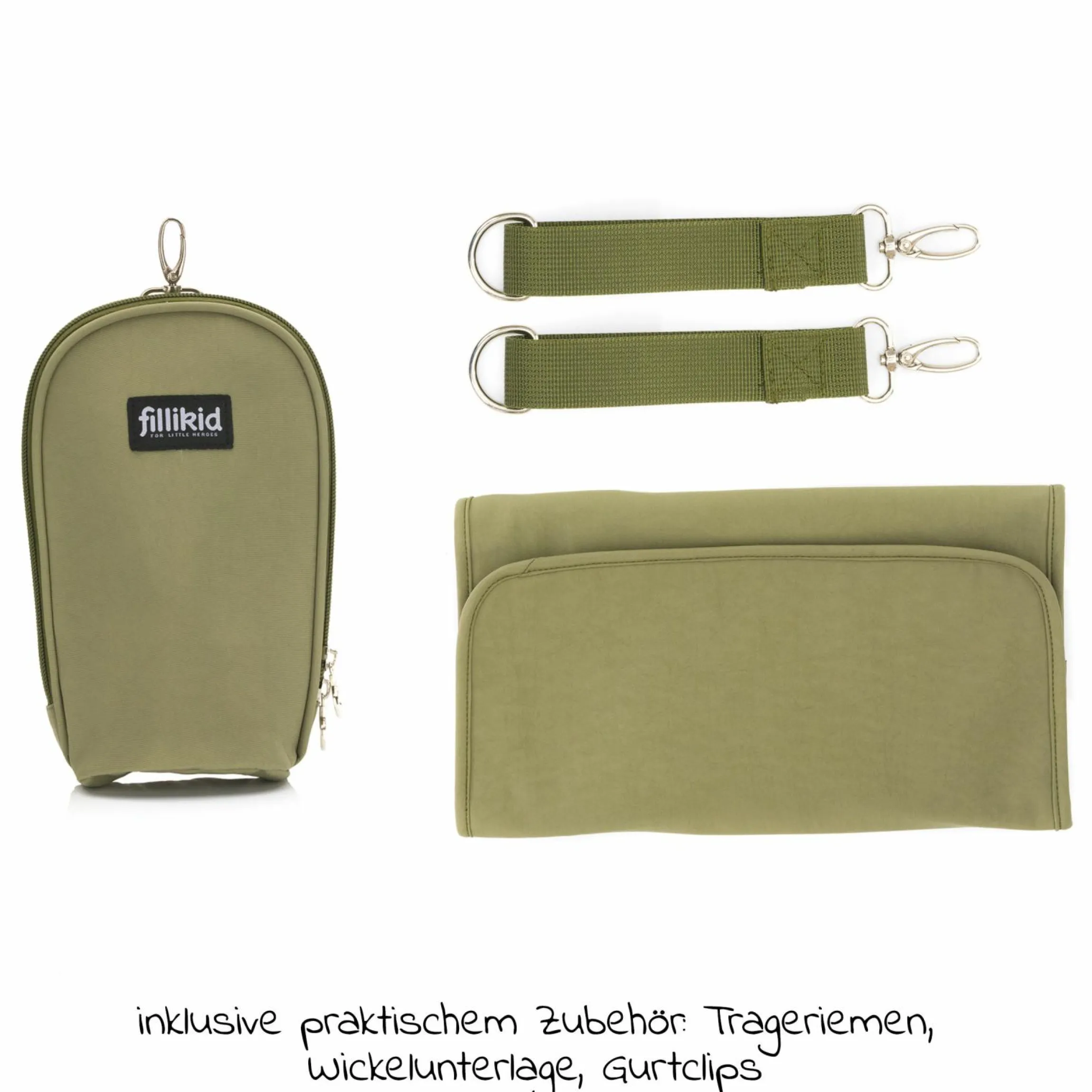 Wickeltasche Palma mit Wickelunterlage und Thermotasche - Oliv