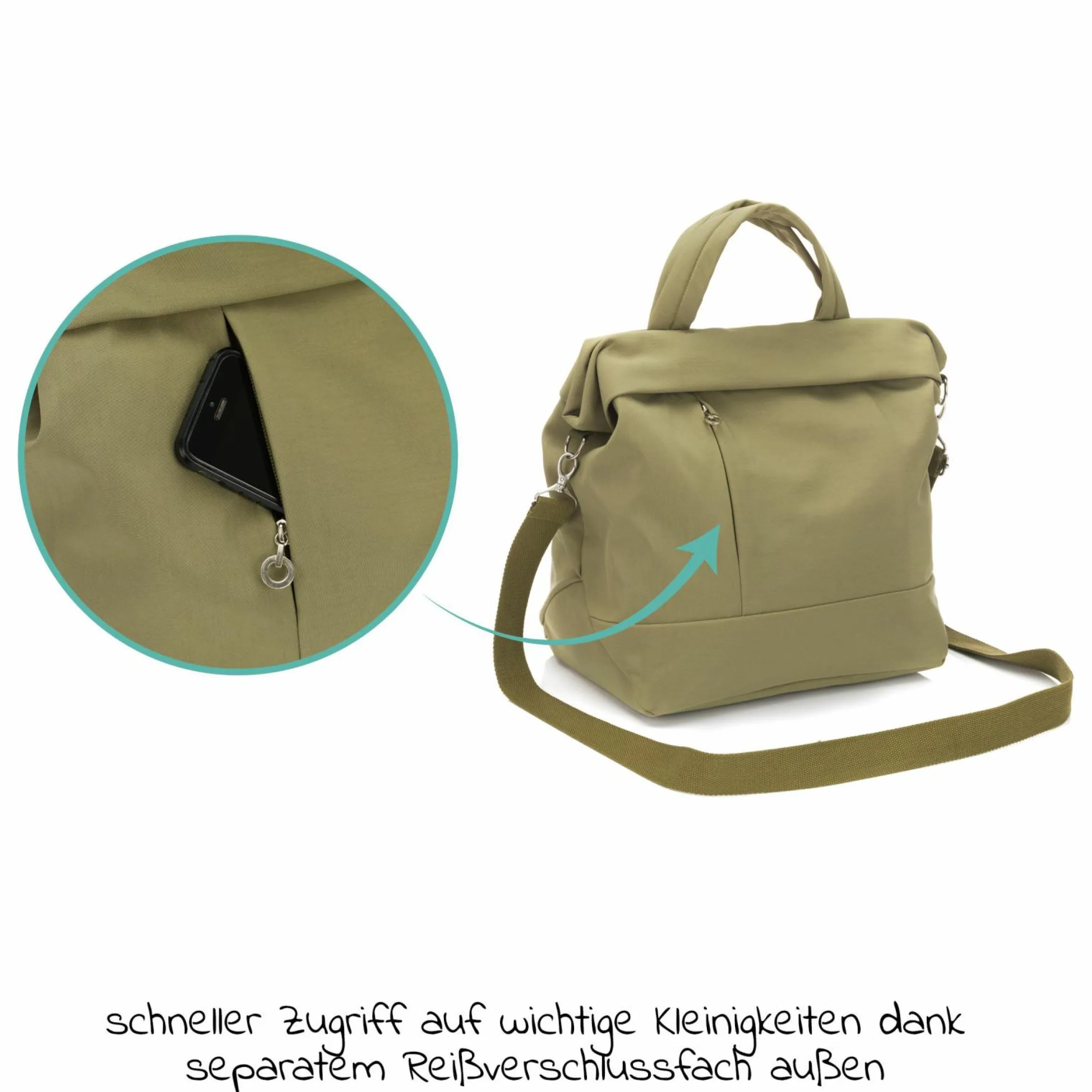 Wickeltasche Palma mit Wickelunterlage und Thermotasche - Oliv