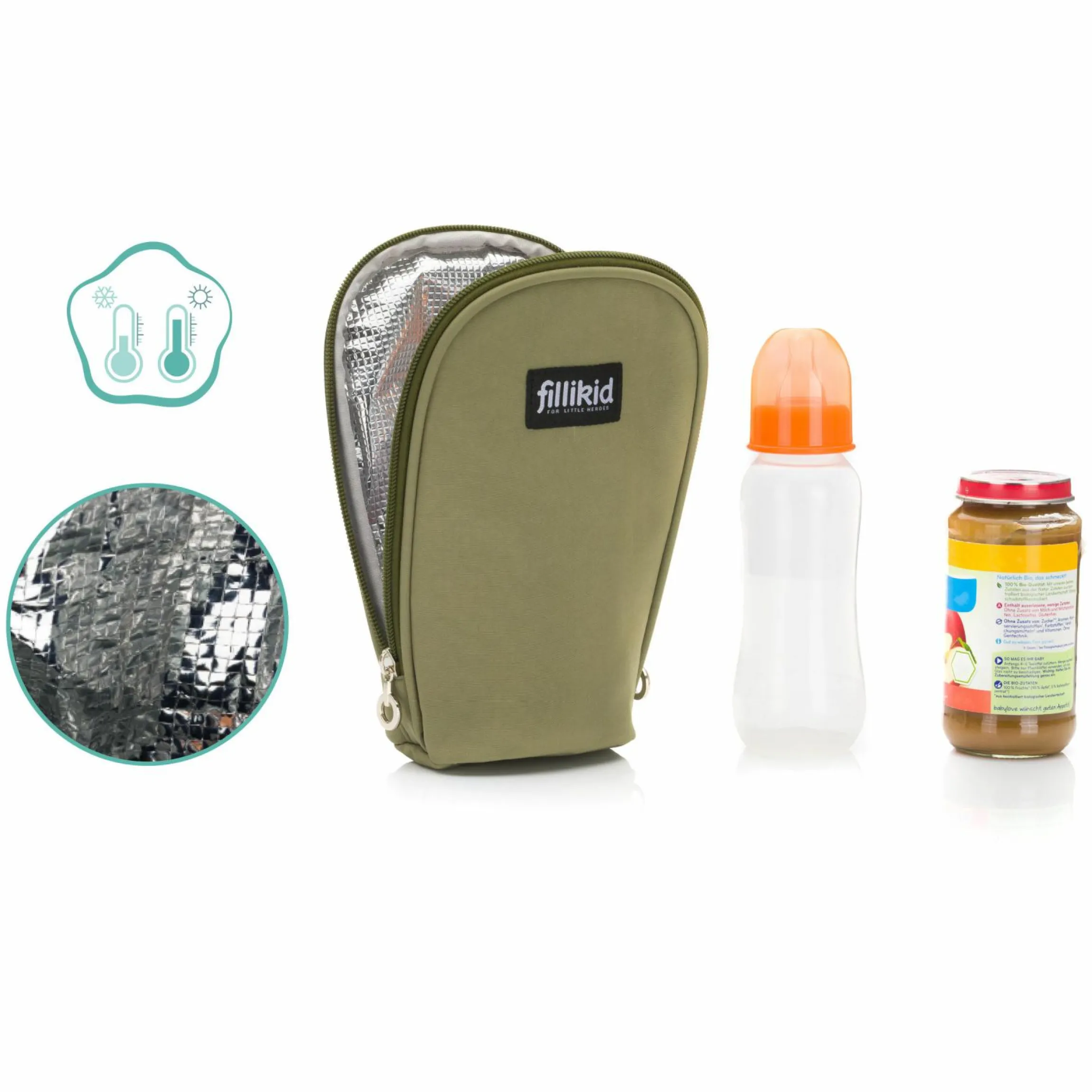 Wickeltasche Palma mit Wickelunterlage und Thermotasche - Oliv