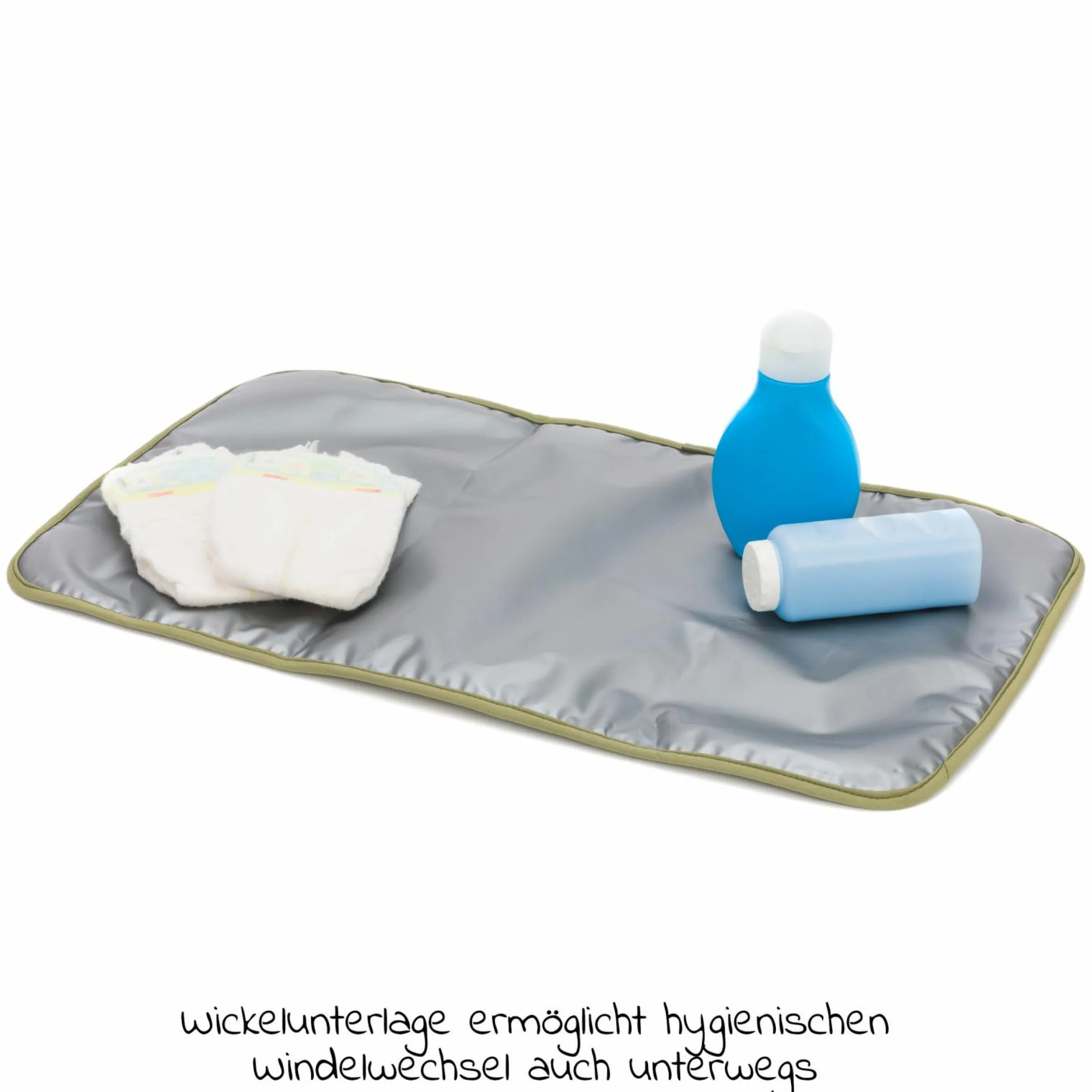 Wickeltasche Palma mit Wickelunterlage und Thermotasche - Oliv