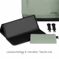 Wickeltasche Urban inkl. Wickelunterlage & viel Zubehör - Pine - Kollektion 2025