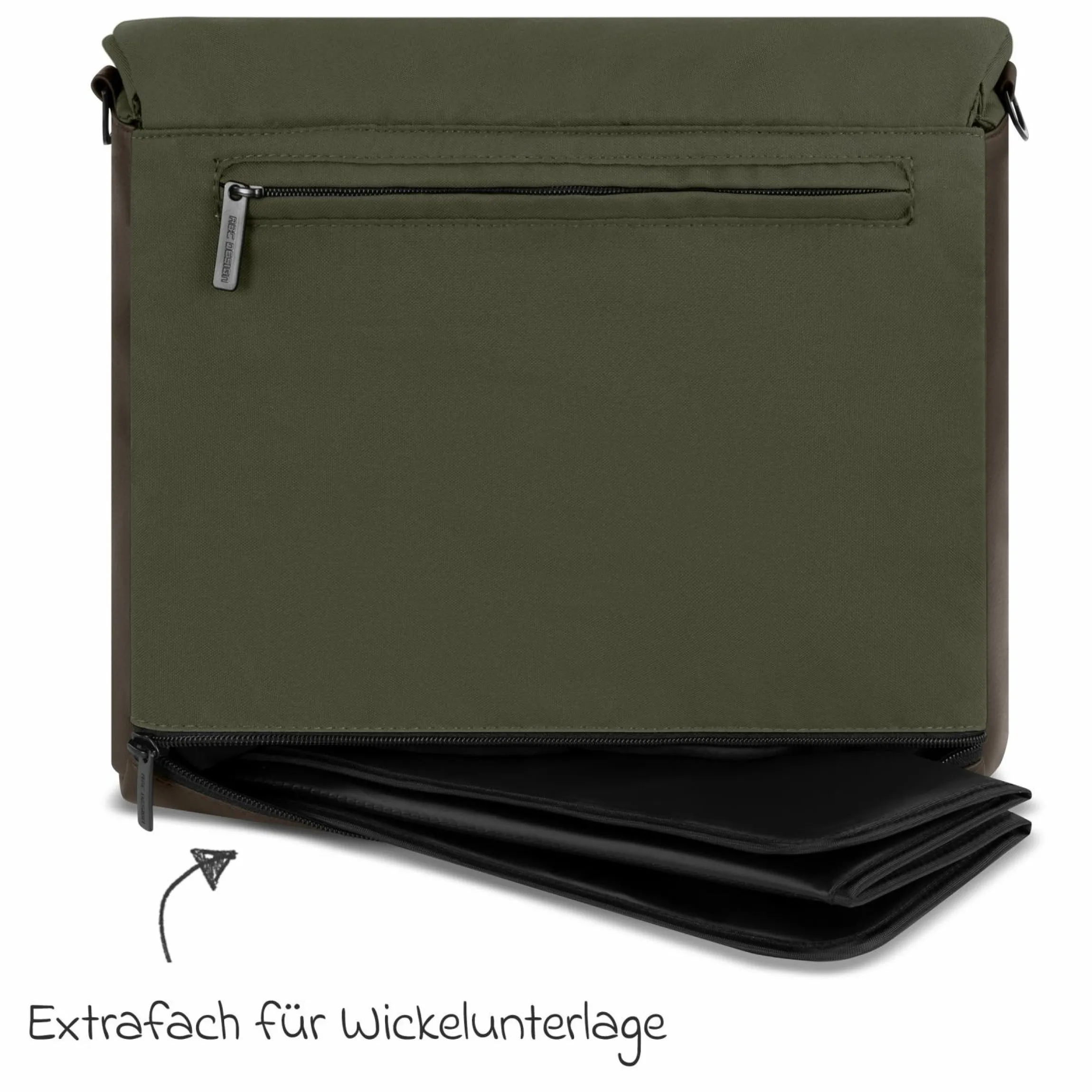 Wickeltasche Urban inkl. Wickelunterlage & viel Zubehör - Pure - Avocado - Kollektion 2025