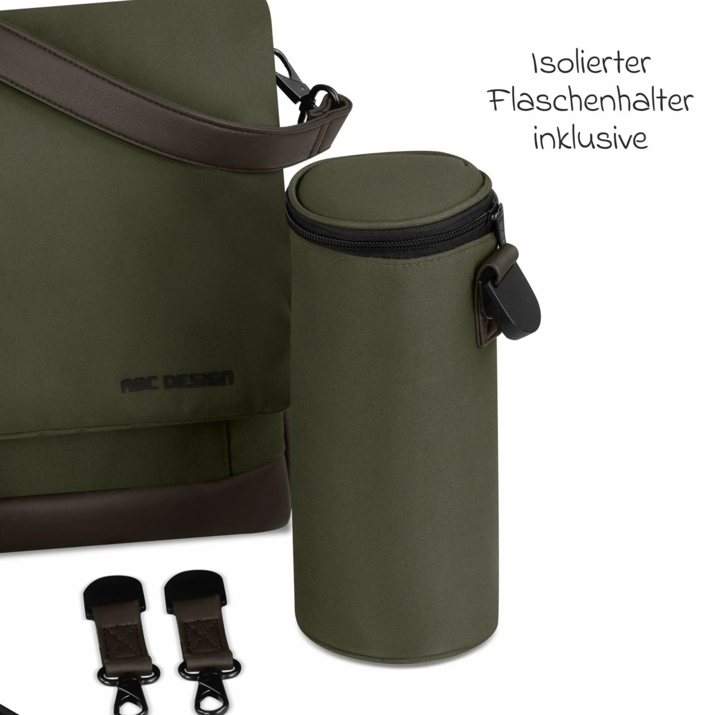 Wickeltasche Urban inkl. Wickelunterlage & viel Zubehör - Pure - Avocado - Kollektion 2025