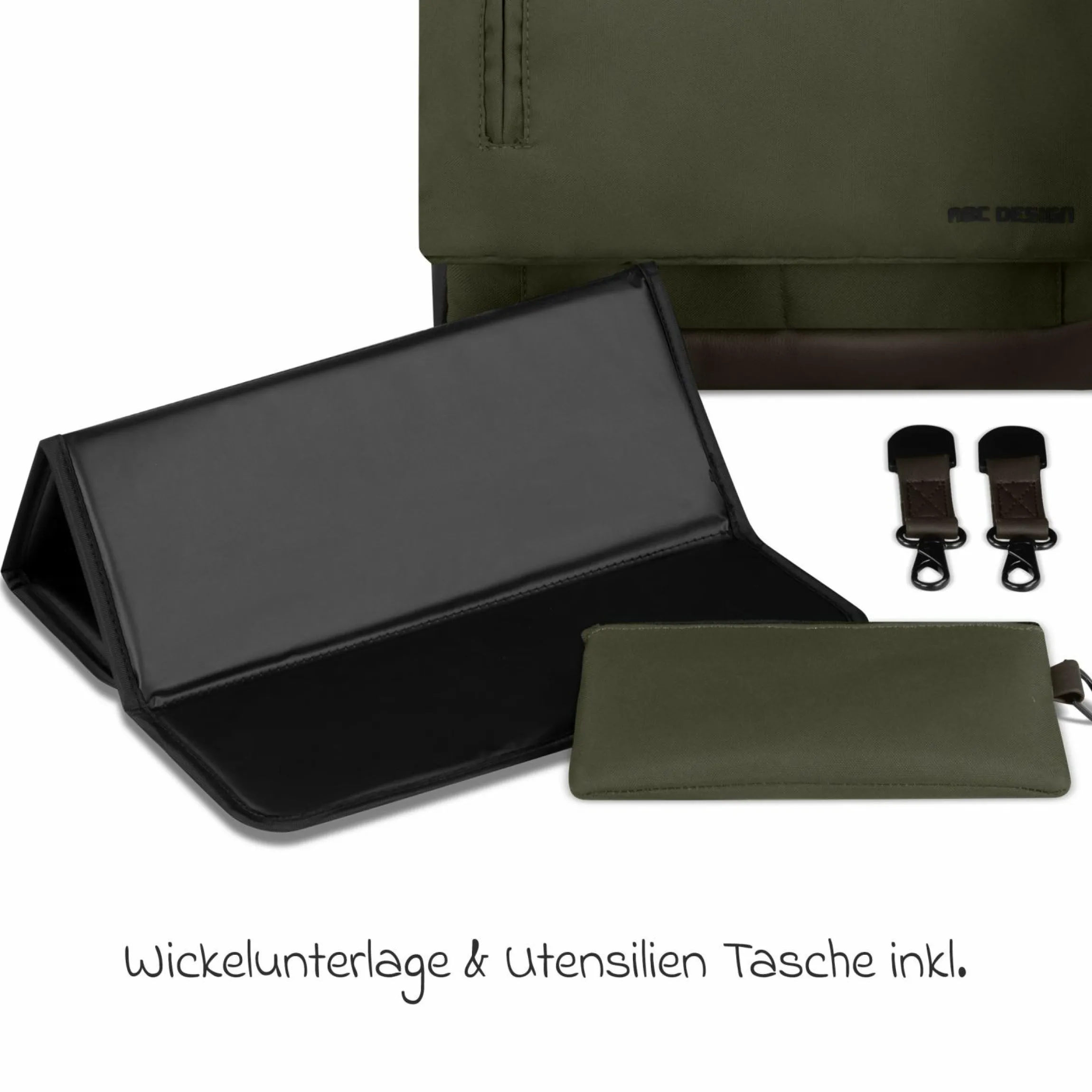 Wickeltasche Urban inkl. Wickelunterlage & viel Zubehör - Pure - Avocado - Kollektion 2025