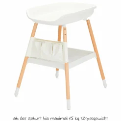Wickeltisch höhenverstellbar, abwischbare Auflage in Holzoptik - Weiß Natur