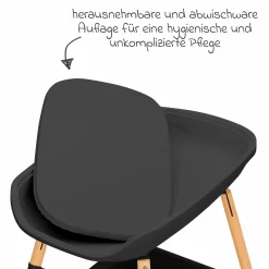 Wickeltisch höhenverstellbar, abwischbare Auflage in Holzoptik - Grau Natur