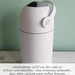 Windeleimer Odour Off - für herkömmliche Müllbeutel + Gratis Feuchttücher 60er Pack - White