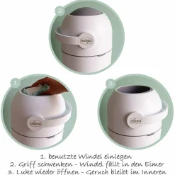 Windeleimer Odour Off - für herkömmliche Müllbeutel + Gratis Feuchttücher 60er Pack - White