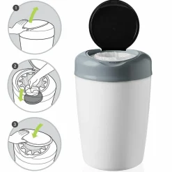 Windeleimer Simplee Sangenic inkl. 6 Nachfüllkassetten - Greenfilm™ - Weiß Grau
