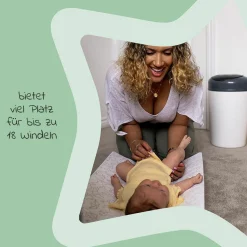 Windeleimer Simplee Sangenic inkl. 6 Nachfüllkassetten - Greenfilm™ - Weiß Grau