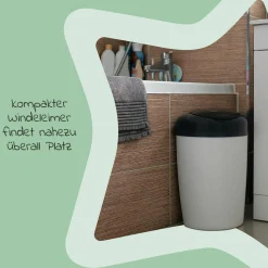 Windeleimer Simplee Sangenic inkl. 6 Nachfüllkassetten - Greenfilm™ - Weiß Grau