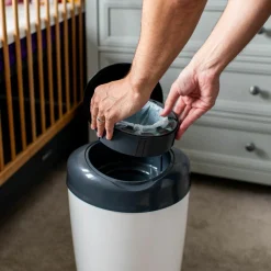 Windeleimer Simplee Sangenic inkl. 6 Nachfüllkassetten - Greenfilm™ - Weiß Grau