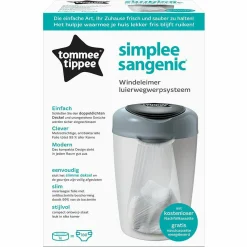 Windeleimer Simplee Sangenic inkl. 1 Nachfüllkassette   - Greenfilm™ - Weiß Grau