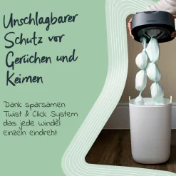 Windeleimer Twist and Click Sangenic inkl. 6 Nachfüllkassetten - Greenfilm™ - Weiß