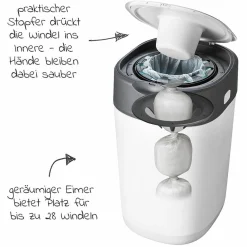 Windeleimer Twist and Click Sangenic inkl. 12 Nachfüllkassetten - Greenfilm™ - Weiß
