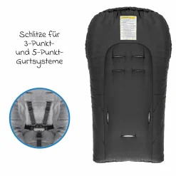 Winter Fußsack Deluxe für Babyschale (Maxi-Cosi, Römer, ABC Design, Cybex u.v.m.) - Schwarz Grau