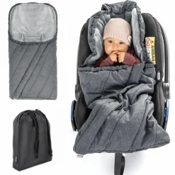 Winter-Fußsack Babyschale 3M PRO - für alle Gurtsysteme - Grau