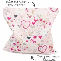 Wärmekissen mit Traubenkern-Füllung 12x12 cm - Herzchen Rosa