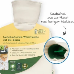 Wärmflasche aus Naturkautschuk mit Bezug aus Bio-Baumwolle - Schildkröte