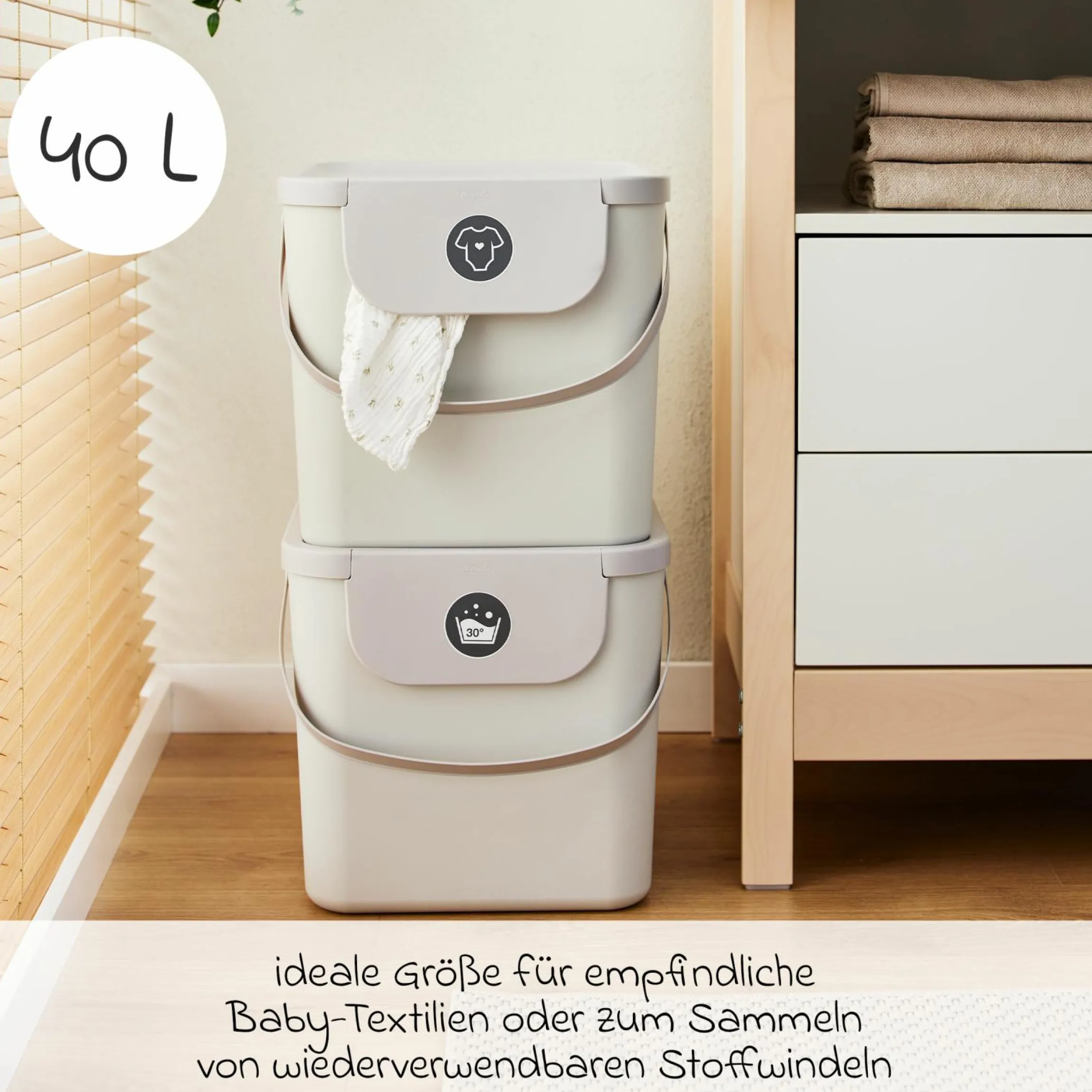 Wäsche- & Stoffwindelsammler Kayo 40 l - Mistletoe White
