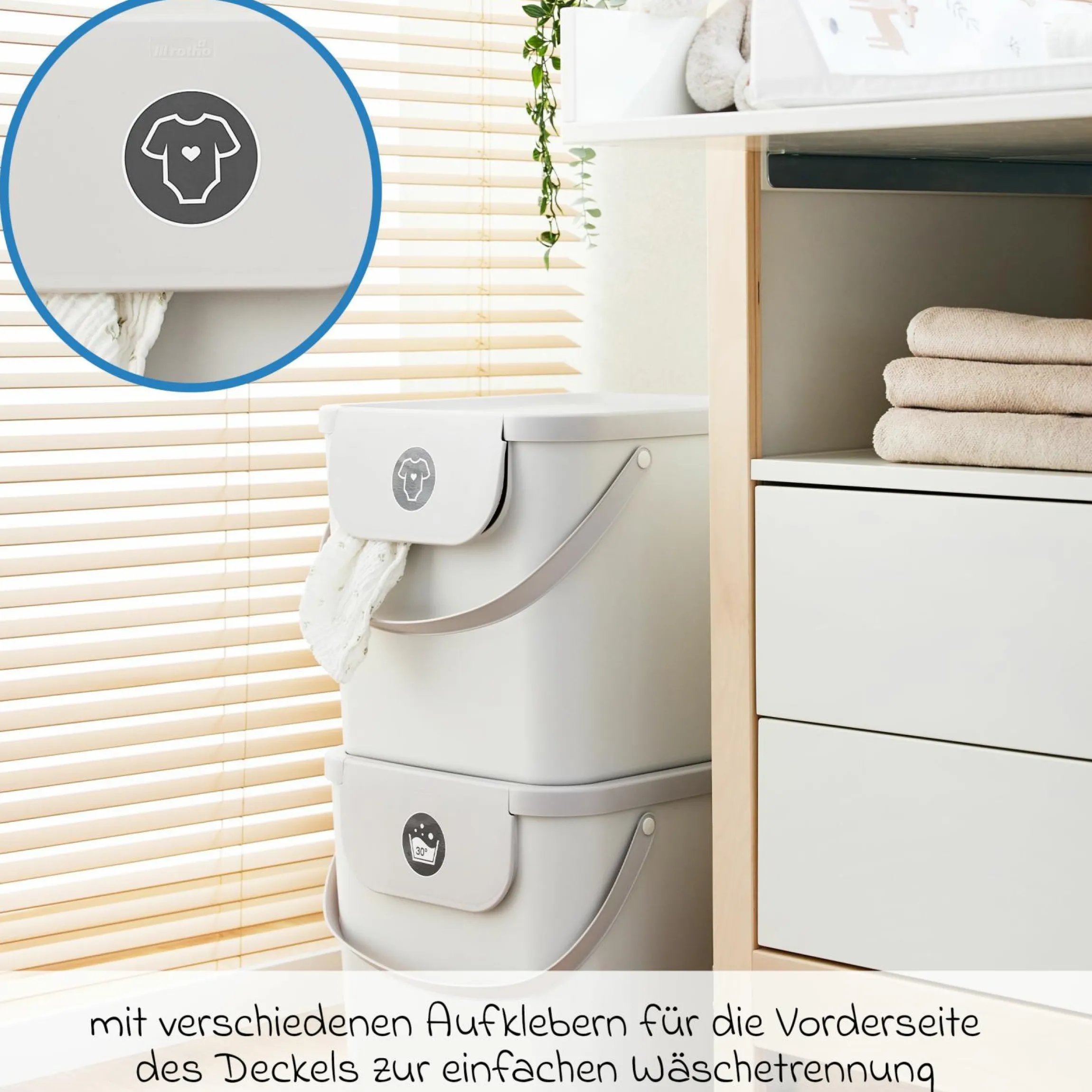 Wäsche- & Stoffwindelsammler Kayo 40 l - Mistletoe White