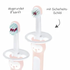 Zahnbürsten-Set mit Lern-Zahnbürste & Zahnbürste für Babys - Rosa