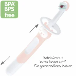 Zahnbürsten-Set mit Lern-Zahnbürste & Zahnbürste für Babys - Rosa