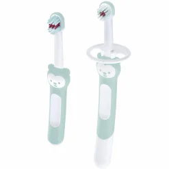 Zahnbürsten-Set mit Lern-Zahnbürste & Zahnbürste für Babys - Mint