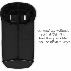 Zubehör-Set Kinderwagen mit Wickeltasche Easy, Winterfußsack, Regenschutz & Moskitonetz - Black