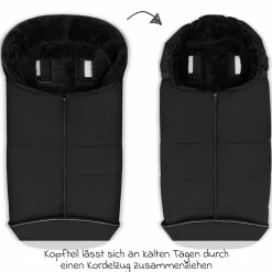 Zubehör-Set Kinderwagen mit Wickeltasche Easy, Winterfußsack, Regenschutz & Moskitonetz - Black