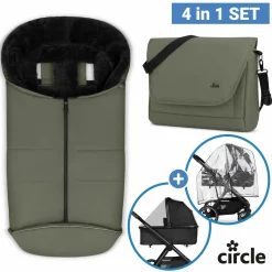Zubehör-Set Kinderwagen mit Wickeltasche Easy, Winterfußsack, Regenschutz & Moskitonetz - - Wheat