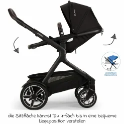 Zweit-Sportsitz DEMI next mit magnetischem Gurtverschluss inkl. Regenschutz - Caviar - Kollektion 2025
