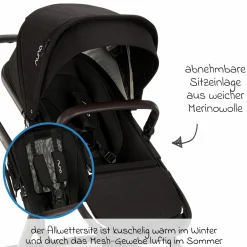 Zweit-Sportsitz DEMI next mit magnetischem Gurtverschluss inkl. Regenschutz - Caviar - Kollektion 2025