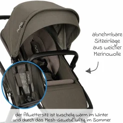 Zweit-Sportsitz DEMI next mit magnetischem Gurtverschluss inkl. Regenschutz - Granite - Kollektion 2025