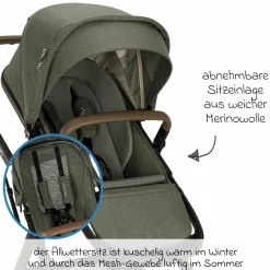 Zweit-Sportsitz DEMI next mit magnetischem Gurtverschluss inkl. Regenschutz - Pine - Kollektion 2025