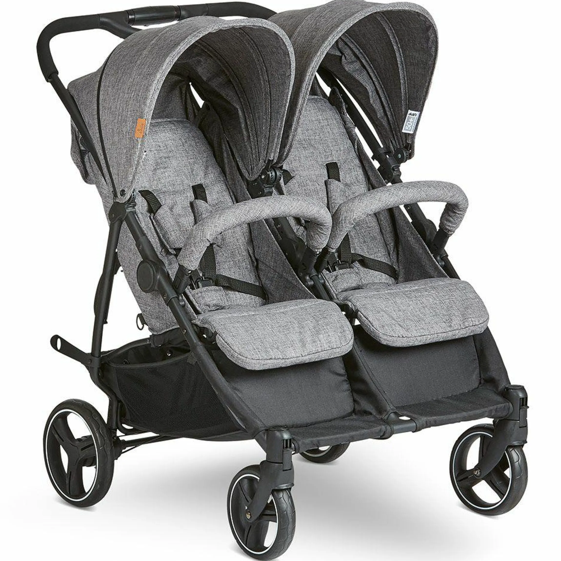 Zwillingsbuggy Twin - Circle Line mit Liegefunktion (inkl. Regenverdeck) - Woven Graphite