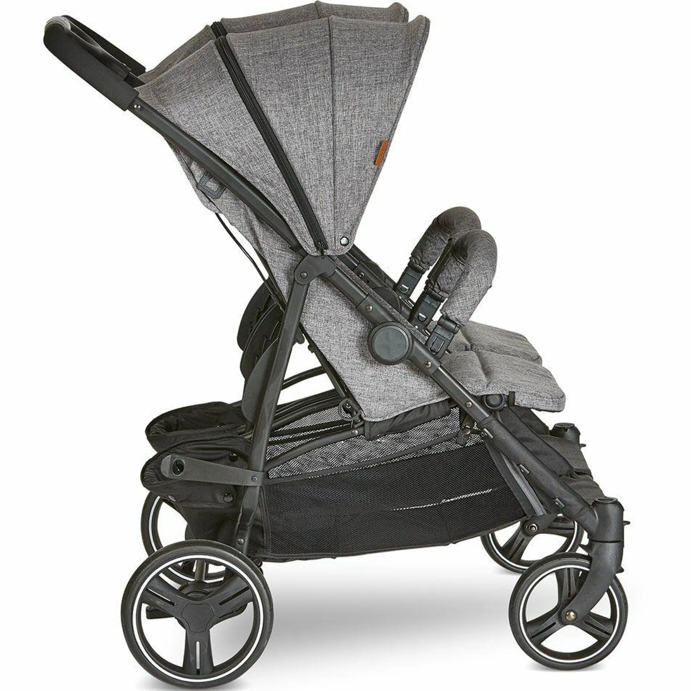 Zwillingsbuggy Twin - Circle Line mit Liegefunktion (inkl. Regenverdeck) - Woven Graphite