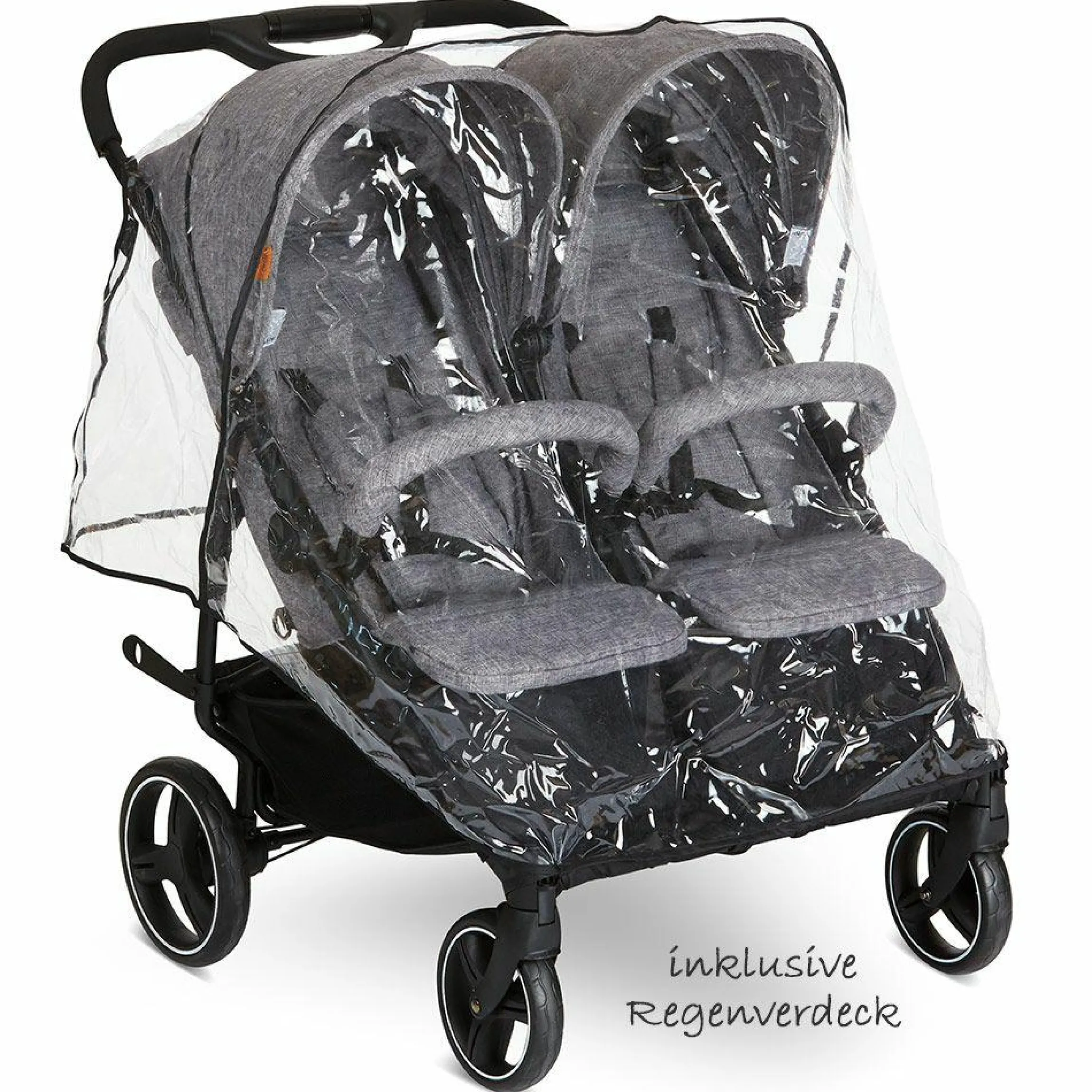 Zwillingsbuggy Twin - Circle Line mit Liegefunktion (inkl. Regenverdeck) - Woven Graphite