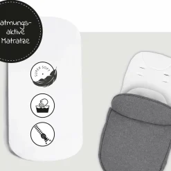 Zwillingskinderwagen Atlantic Twin (inkl. Babywanne für Neugeborene) - bis 36 kg belastbar - Melange Grey