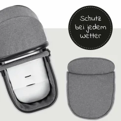 Zwillingskinderwagen Atlantic Twin (inkl. Babywanne für Neugeborene) - bis 36 kg belastbar - Melange Grey